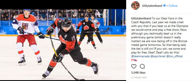Billy Talent v Česku zadarmo? Stačí porazit Kanadu v hokeji! 